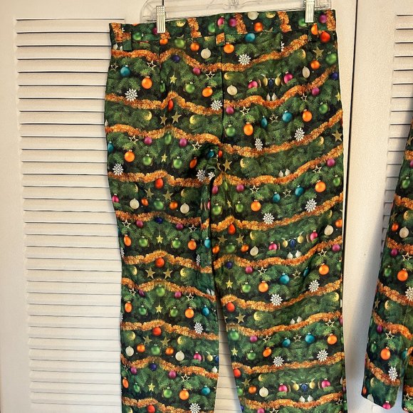 Mens LIFE OF THE PARTY Sz M Multi-Color Christmas Tree Jacket and Pants Suit FUN - Picture 10 of 13